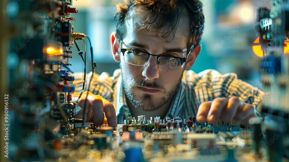 Poster Professional Electrical Engineer Working with Circuits Power Systems and Electronics