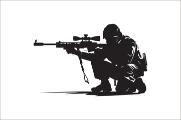 Sniper soldier silhouette military, target, sniper soldier silhouette vector design, sniper vector.