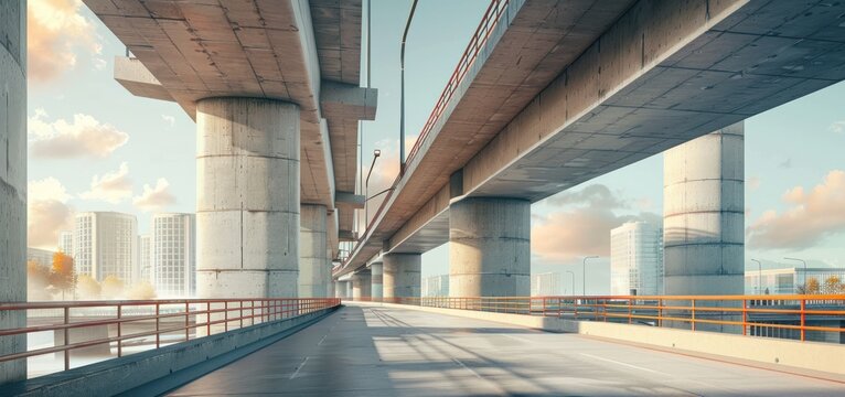 Cast concrete flyover road bridge