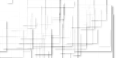 Abstract white and grey geometric overlapping square pattern background with shadow. Modern minimal and clean white background with realistic line. light silver background modern design.