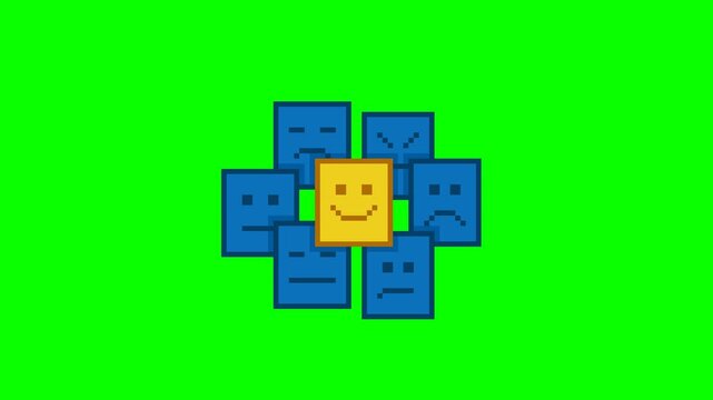Society recreated with drawings, pixel art animation 