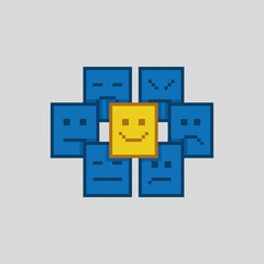 Society recreated with drawings, pixel art