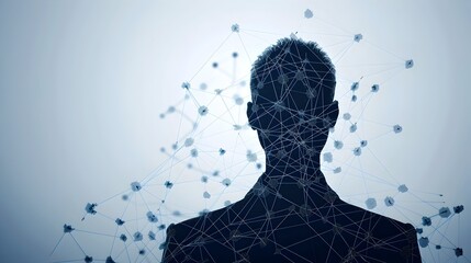 Silhouette of Businessperson Overlaid with Network Connections Symbolizing Digital Communication