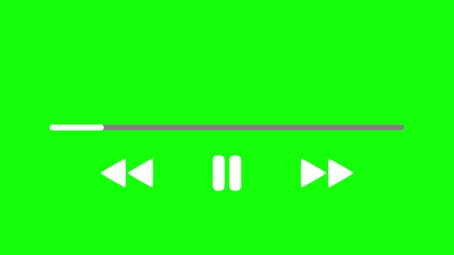 動画や音楽プレーヤーの再生バー・シークバーのグリーンバックアニメーション素材 Animated playback bar and seek bar for video and music players