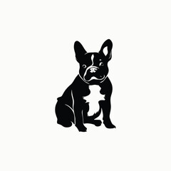 French bulldog animals breed silhouette set vector template