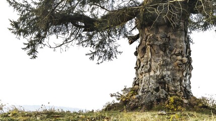 Sequoia gigantea tree in the village of Ardusat in Maramures county Romania isolated on white The tree is over 200 years old : Generative AI