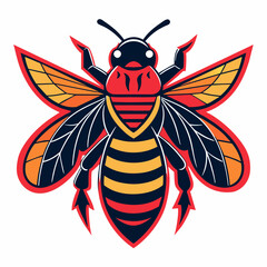 Black and white fly bee  vector illustration 