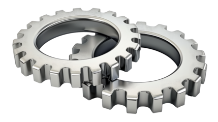 Metal Gears Interlocked on a White Background Illustrating Mechanics and Engineering Concepts