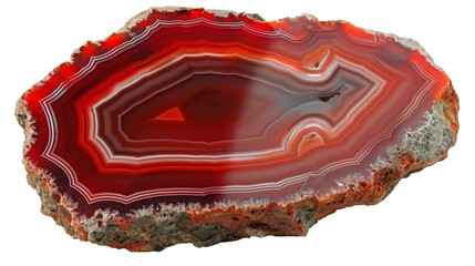 Beautifully Polished Red Agate Stone Displayed on a White Background in Natural Lighting