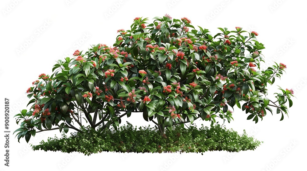 Poster tropical plant flower bush shrub tree isolated on white background with clipping path : generative a