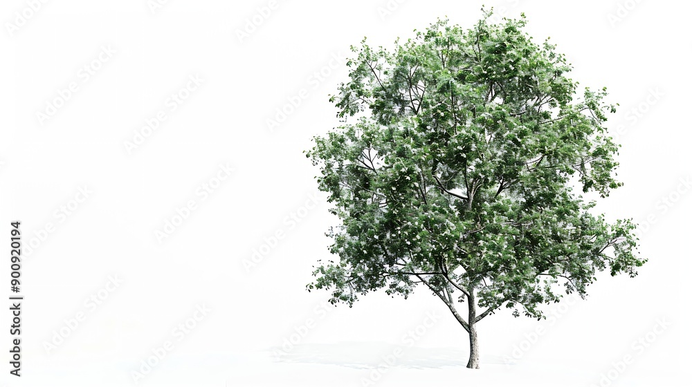 Poster Isolated trees on white background  The collection of trees : Generative AI