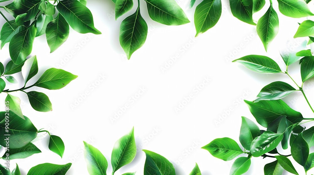Poster branch leaves or green leaf isolated tree leaf frame : generative ai
