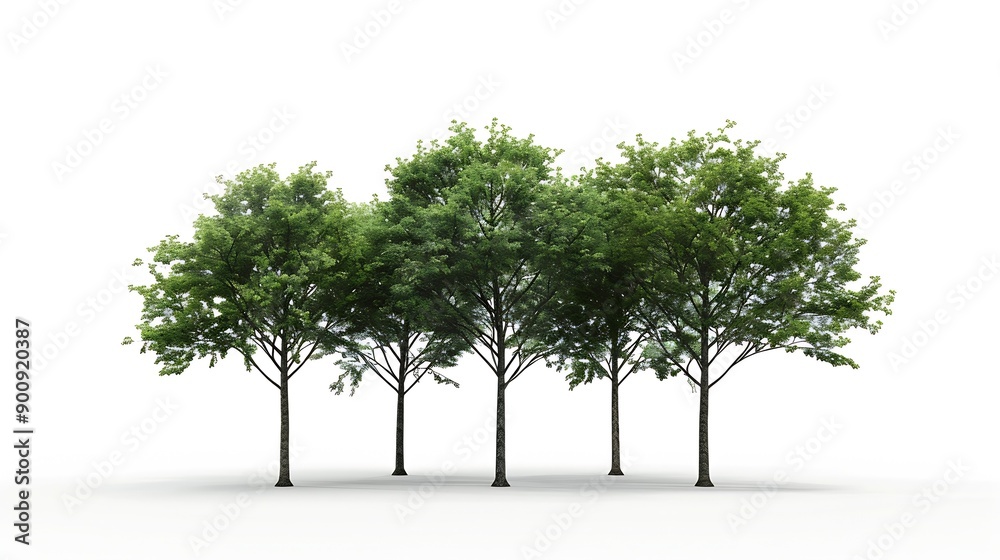 Poster Trees isolated on white background isolated used for design advertising and architecture : Generative AI