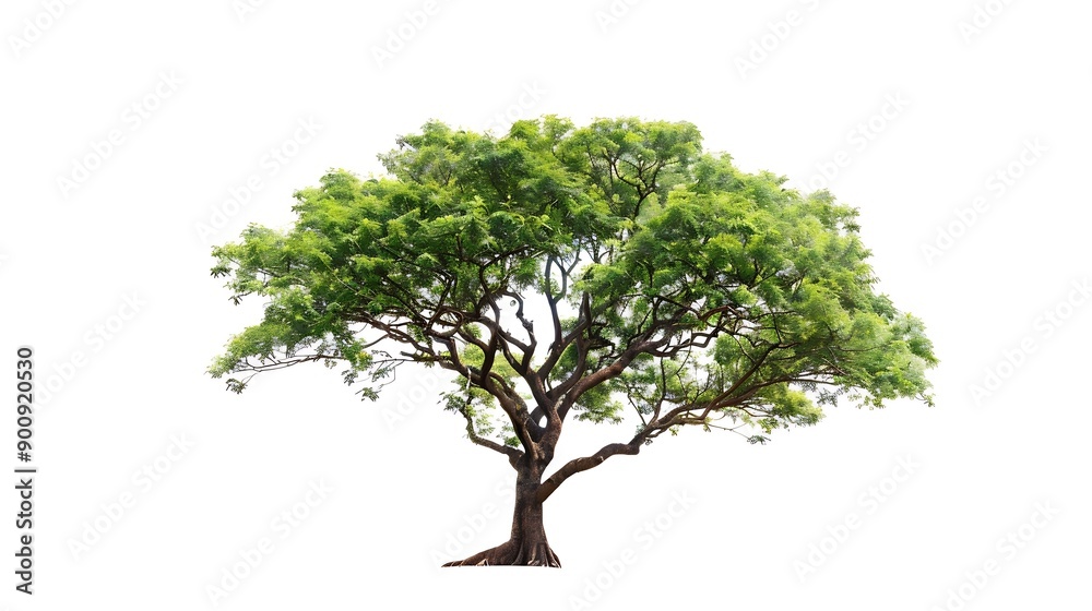 Poster single big tree isolated on white background tropical wood plant for advertising architecture design