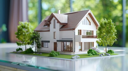 3D model of a house on a table real estate image : Generative AI