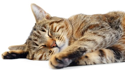 Obraz premium Cat is sleeping Isolated on white background : Generative AI