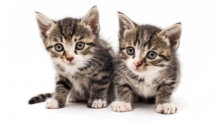 Two small kittens isolated on a white background : Generative AI