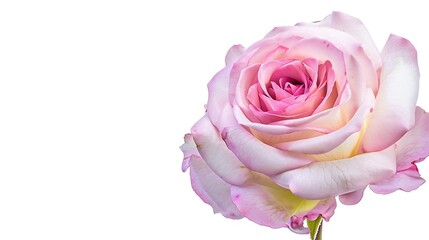 Fresh beautiful pink rose isolated on white background Detail for creating a collage : Generative AI