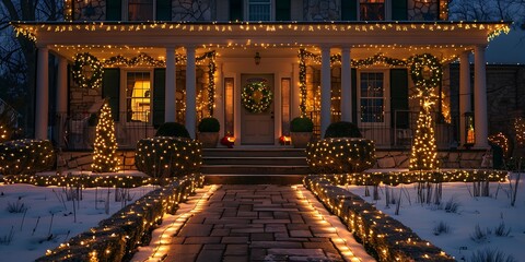 Obraz premium Christmas decorated lights in the night at home