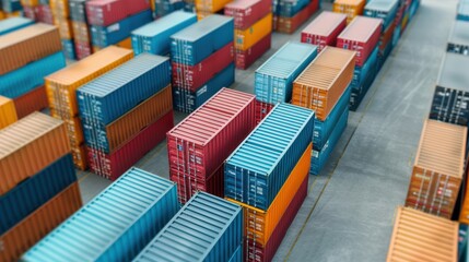 Shipping port brimming with stacked containers, active global trade, state-of-the-art logistics infrastructure