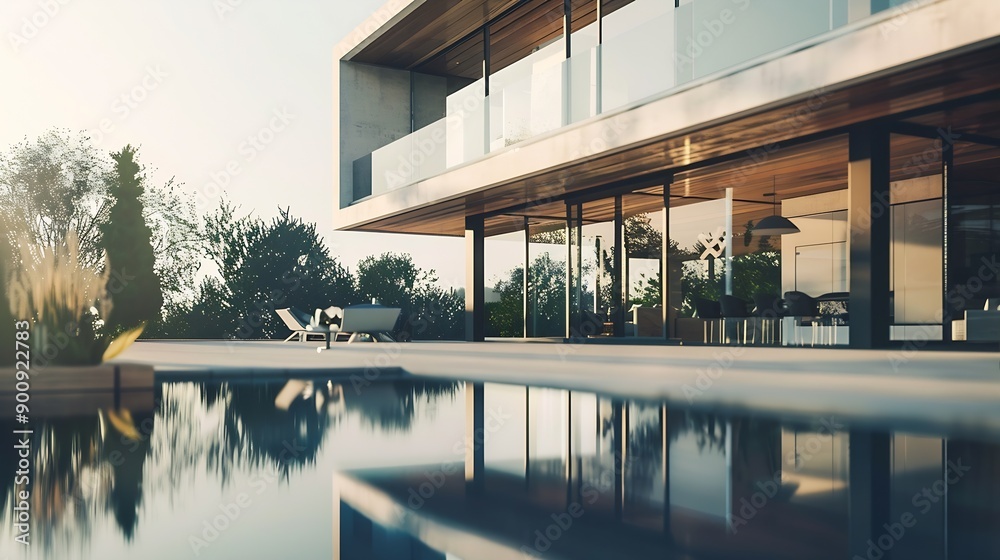 Poster A modern house embodies the essence of contemporary architecture and lifestyle designed with a focus on simplicity efficiency and elegance It features clean lines open floor plans and  : Generative AI
