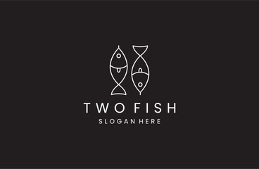 simple two fish mirrored logo icon vector inspiration