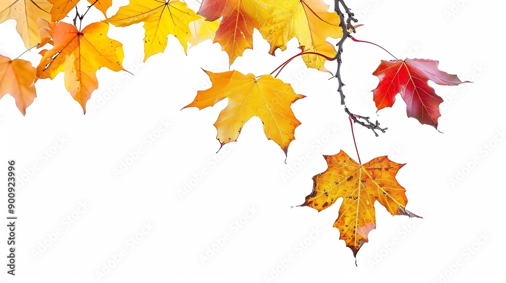 Aufkleber autumn background with yellow red brown maple leaves branch with colorful autumn foliage autumntime 