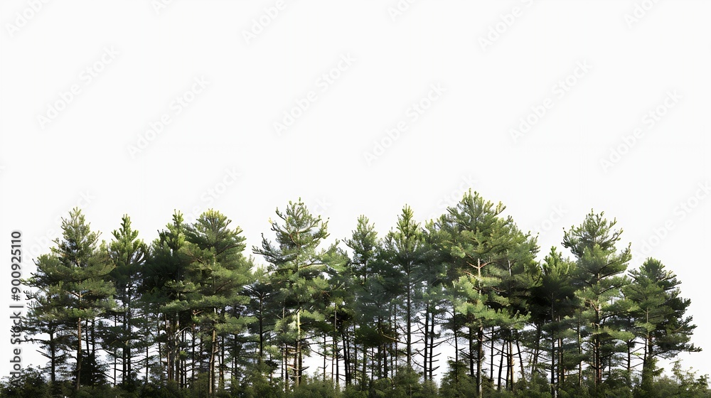 Poster View of a High definition Treeline isolated on a white background : Generative AI