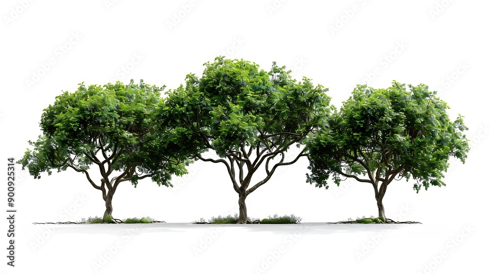 Poster Trees isolated on white background isolated used for design advertising and architecture : Generative AI