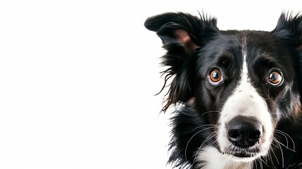 Border Collie looking at the camera isolated on white : Generative AI