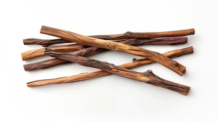 Aromatic cedar wood sticks isolated on white background top view : Generative AI
