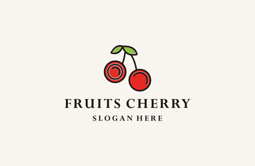 cherry icon, vector fruit illustration, fresh healthy logo