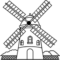 silhouette of windmill