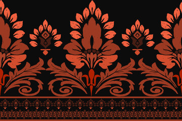 Ikat pattern hand drawn, Motif ethnic  floral seamless textil,  embroidery, print striped 
ornament floral, pattern, design for wrapping, silk, scarf, background, textile, 