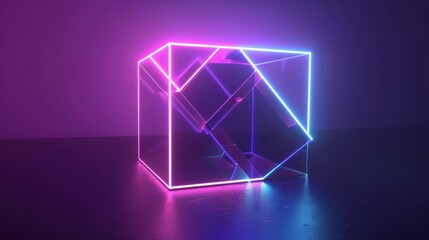 Neon Cube Abstract Art