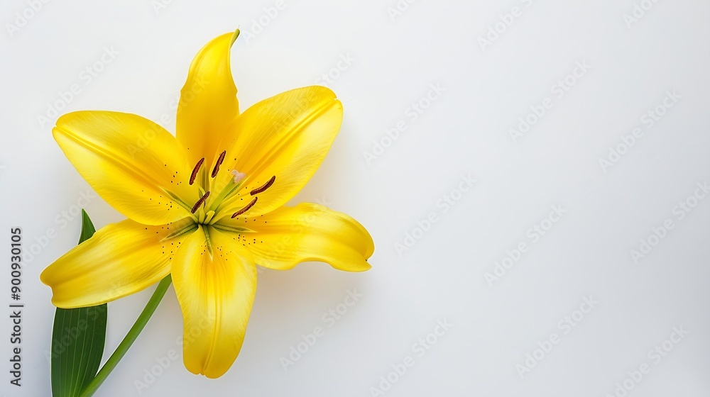 Poster Lily  flower  on white isolated background with clipping path  Closeup For design View from above  Nature : Generative AI