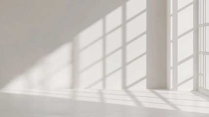 Obraz premium Abstract white studio background for product presentation Empty room with shadows of window Display product with blurred backdrop : Generative AI