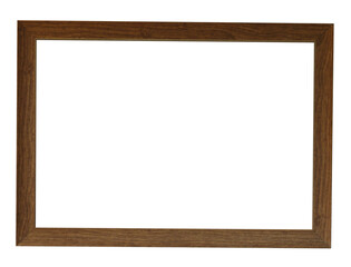 Brown wood frame isolated on transparent background (PNG File)