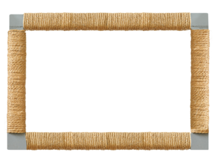 Hemp rope twisted around metal frame on transparent background (PNG File)