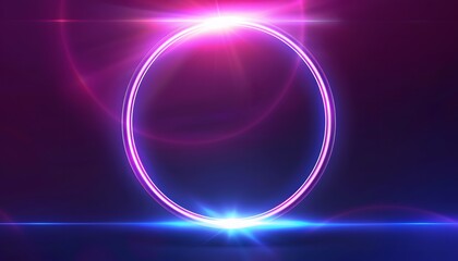 blue circle neon ring on dark background