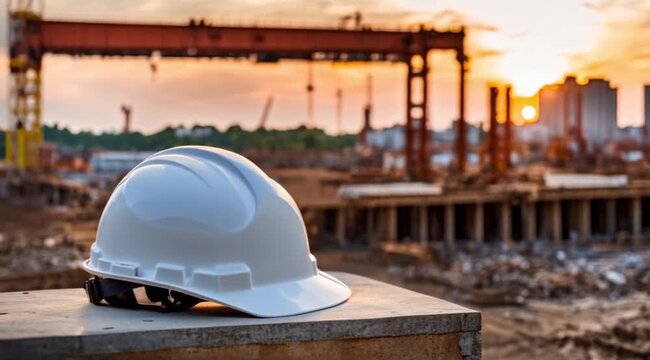 White hard hat display scene, Take the video going around the object