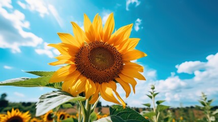 Sunflower in Bloom under a Sunny Sky