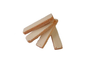 Rectangular slices of cheese wafer cake. Isolated