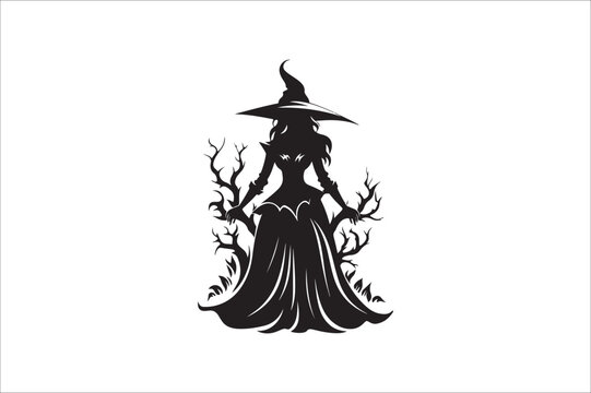 recommend clip art: Halloween witch silhouette illustration. Halloween witch silhouette. A Silhouette of Witch with Broom.