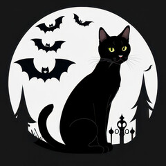 black cat on the moon