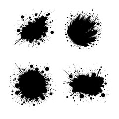 Vector set of ink splatter on white background. It can be used as a brush stroke, background, and texture. Ink splash texture on white background.