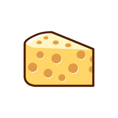 vector illustration of a piece of cheese in flat style isolated on white background