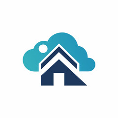 Minimalist Home and cloud combination logo design vector art template illustration