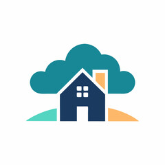 Fototapeta premium Minimalist Home and cloud combination logo design vector art template illustration