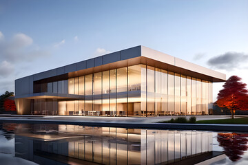 office building in autumn, modern office building